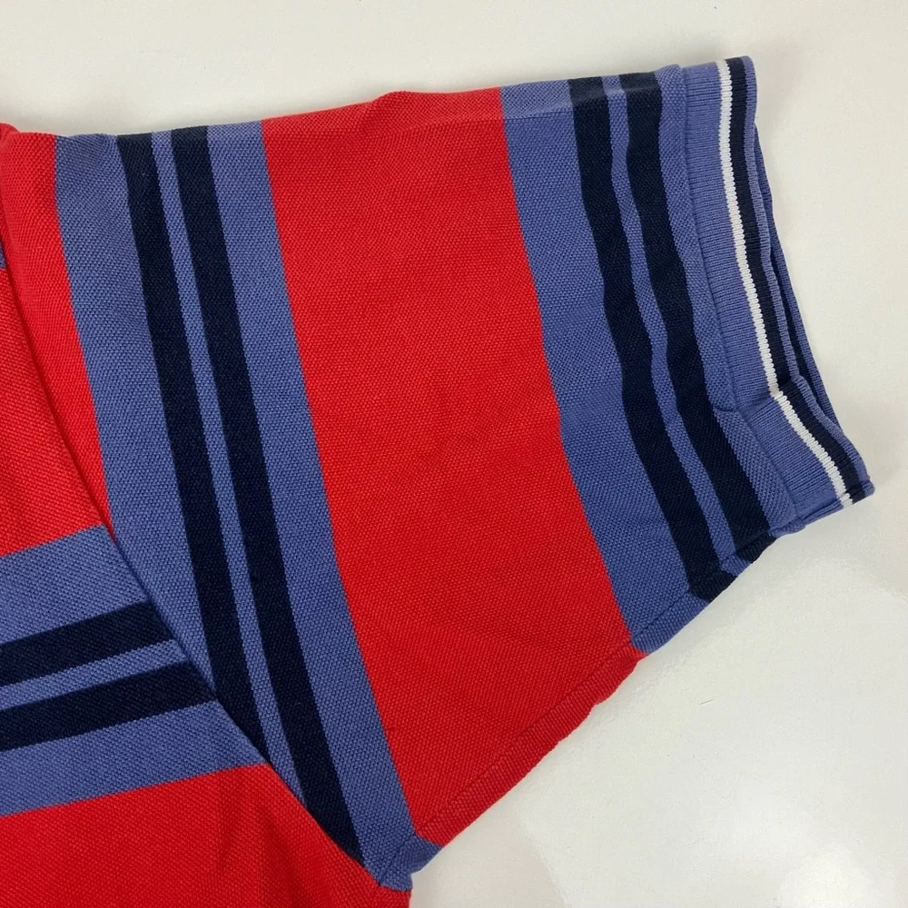 Vintage Polo Ralph Lauren Men’s Striped Polo Short Sleeve Shirt Size XL Red